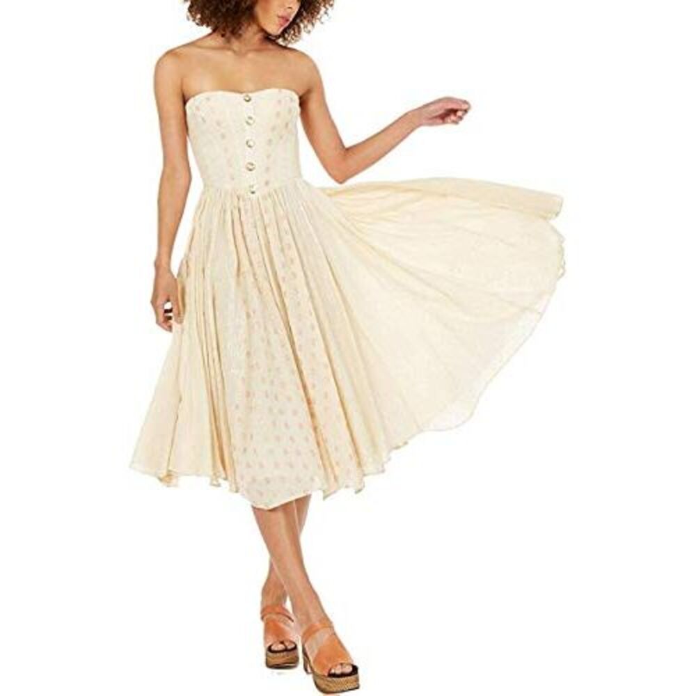 Free People Women's Amanda Midi Dress (Ivory, X-Small)